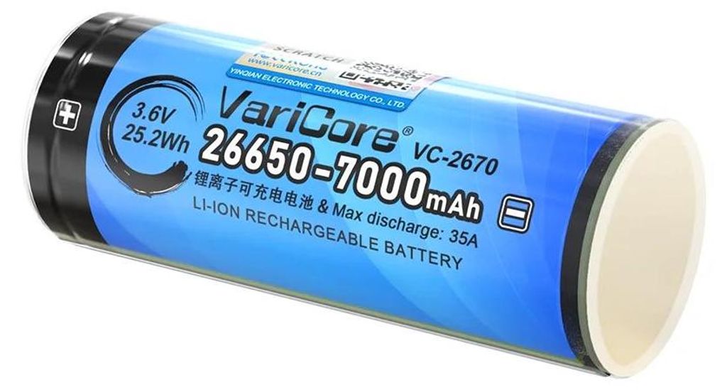 Li-Ion Akku - 26650 VC-2670 wiederaufladbare Batterie - 3,7V 7000mAh - Mit PCB Schutzschaltung - Für starke Taschenlampe Stirnlampe - 6er Pack