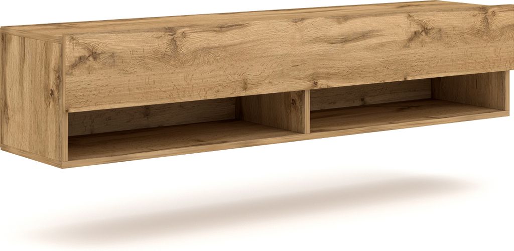 "Derby" Hänge TV-Schrank mit Regalfächern für Fernseher, in der Farbe Wotan Eiche 140 x 33 x 31 cm