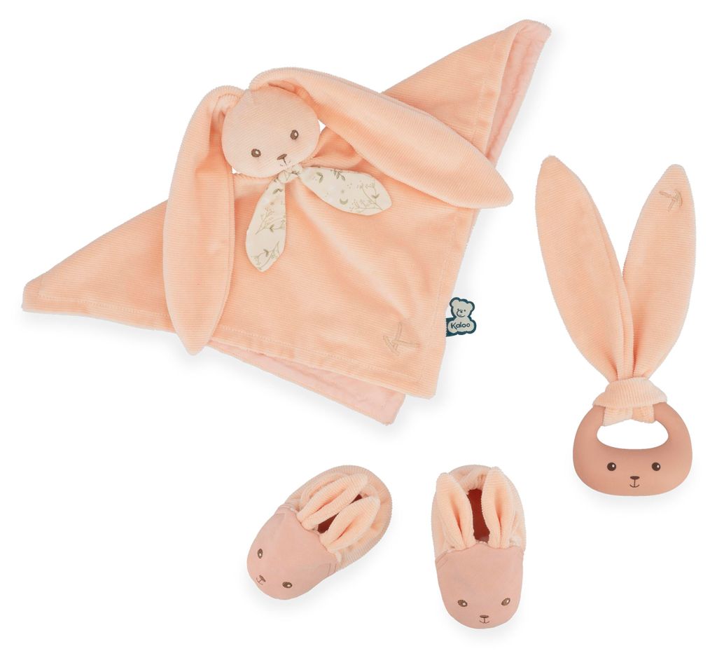 Kaloo Geburtsgeschenkbox - Baby Geschenkset blau - Schmusetuch, Beißring, Babyschuhe