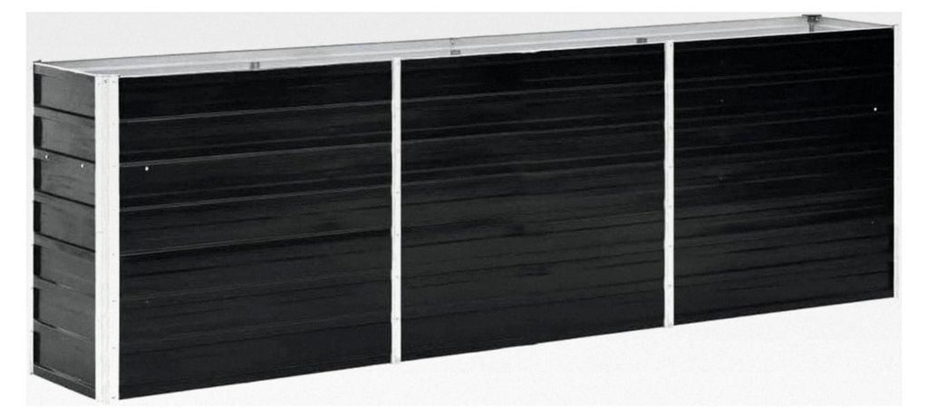 Rechteck-Hochbeet aus verzinktem Stahl 240 x 40 x 77 cm, Anthrazit, offener Boden, DIY Pflanzkasten für Blumen, Kräuter und Gemüse, Balkon, Terr...