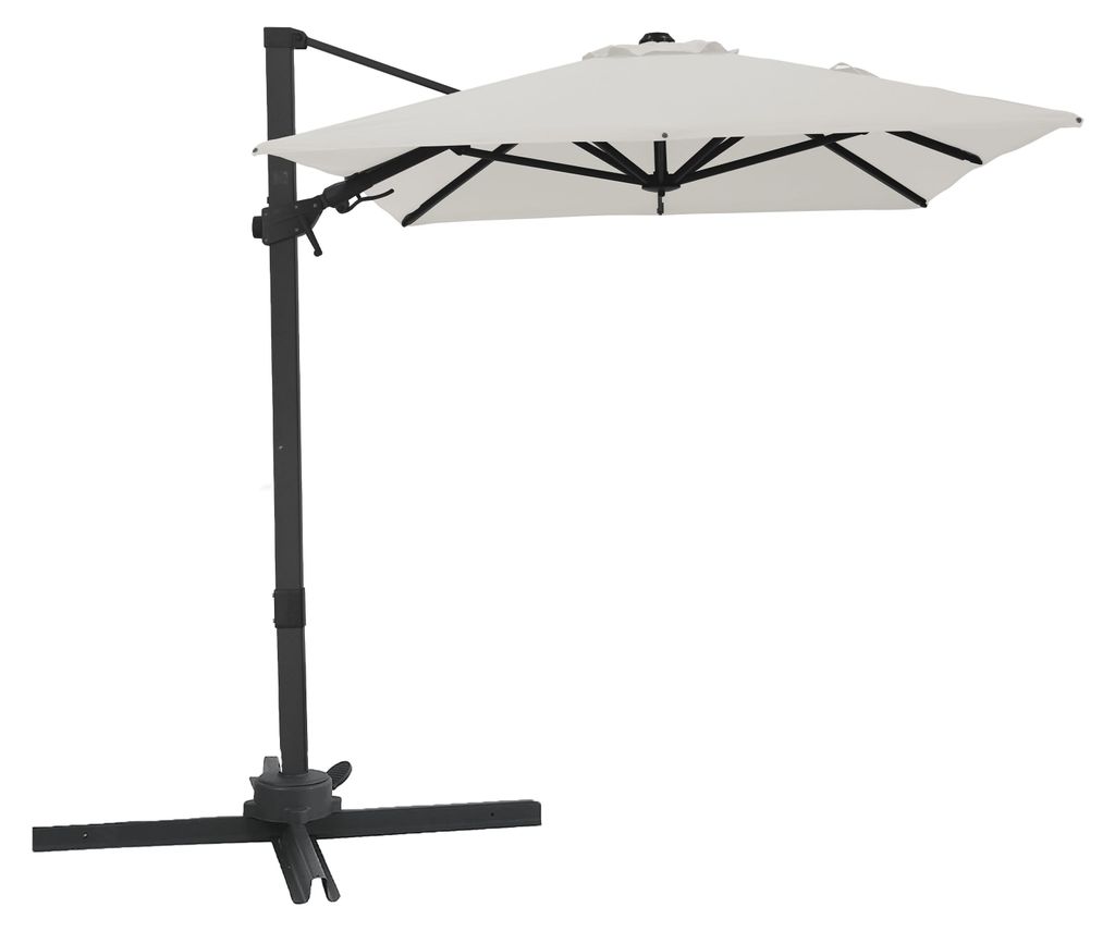 AXI Nyra Ampelschirm Rechteakig 200x300 cm in Anthrazit/Beige | Sonnenschirm für Garten / Terrasse mit Pulverbeschichtetes Gestell | Inkl. Kreuzfu...