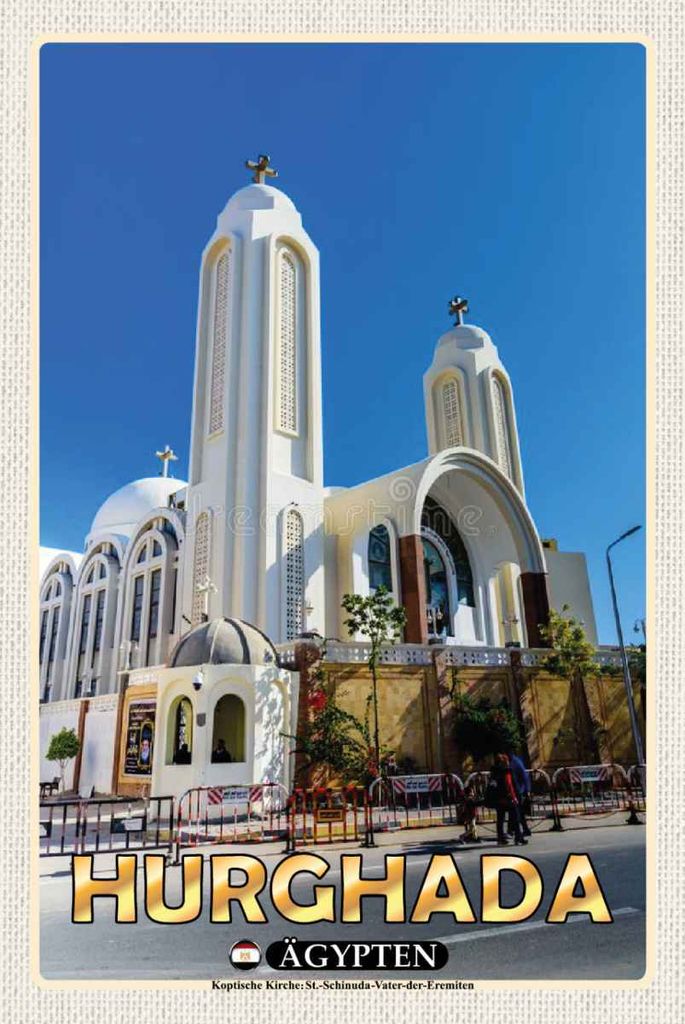 vianmo Holzschild 30x20 cm Hurghada Ägypten Koptische Kirche Bildmotiv Reisemotiv Abenteuer Reisen