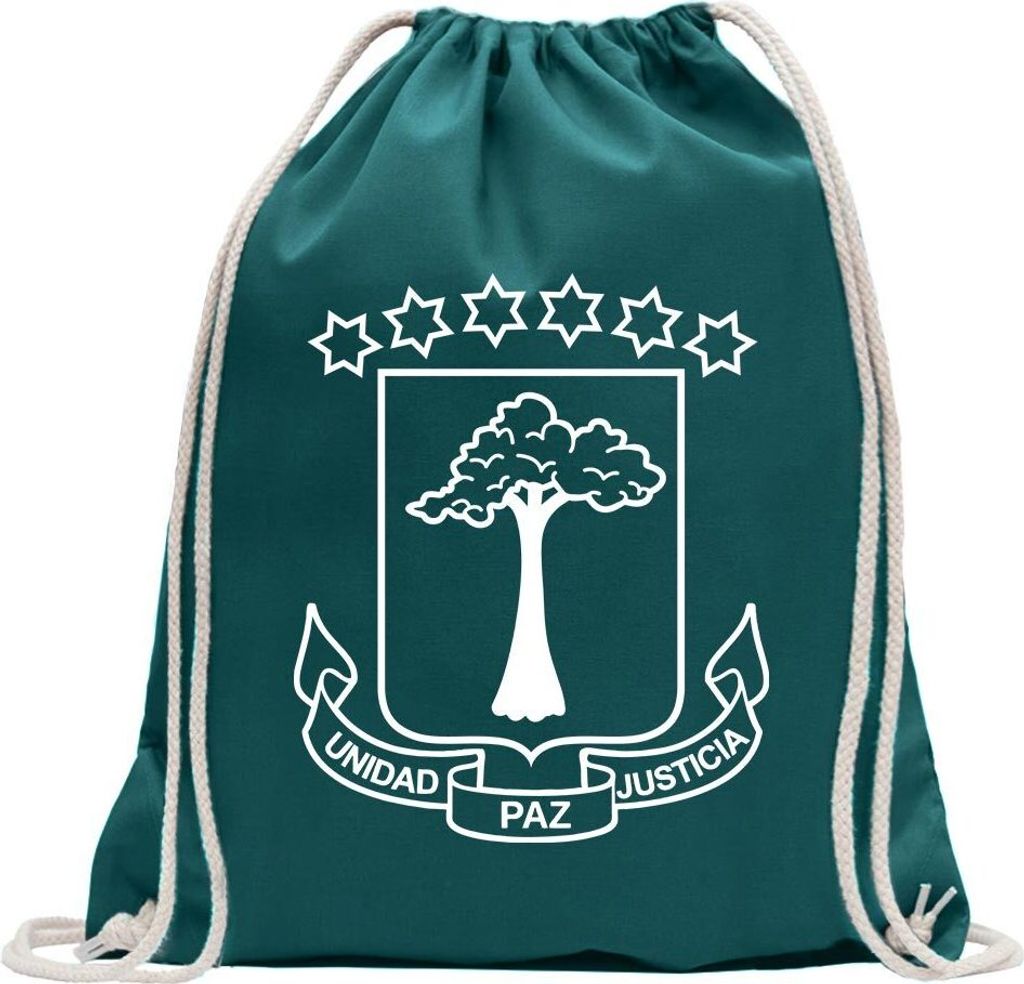 Kiwistar - Turnbeutel - petrol - Äquatorialguinea - Fun Rucksack Sport Beutel Gymsack Baumwolle mit Ziehgurt
