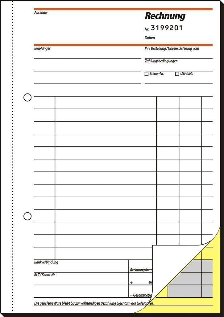 SIGEL SD131 Rechnungen, mit fortlaufender Nummerierung, 1. u. 2. Blatt bedruckt, A5, selbstdurchschreibend, 2 x 50 Blatt