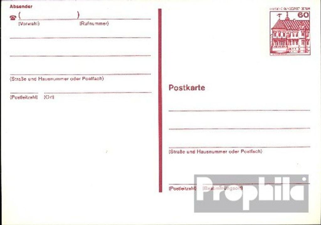 Belege Ganzsachen Berlin (West) 1982 P122II, Lettersetdruck Amtliche Postkarte un Burgen u. Schlösser