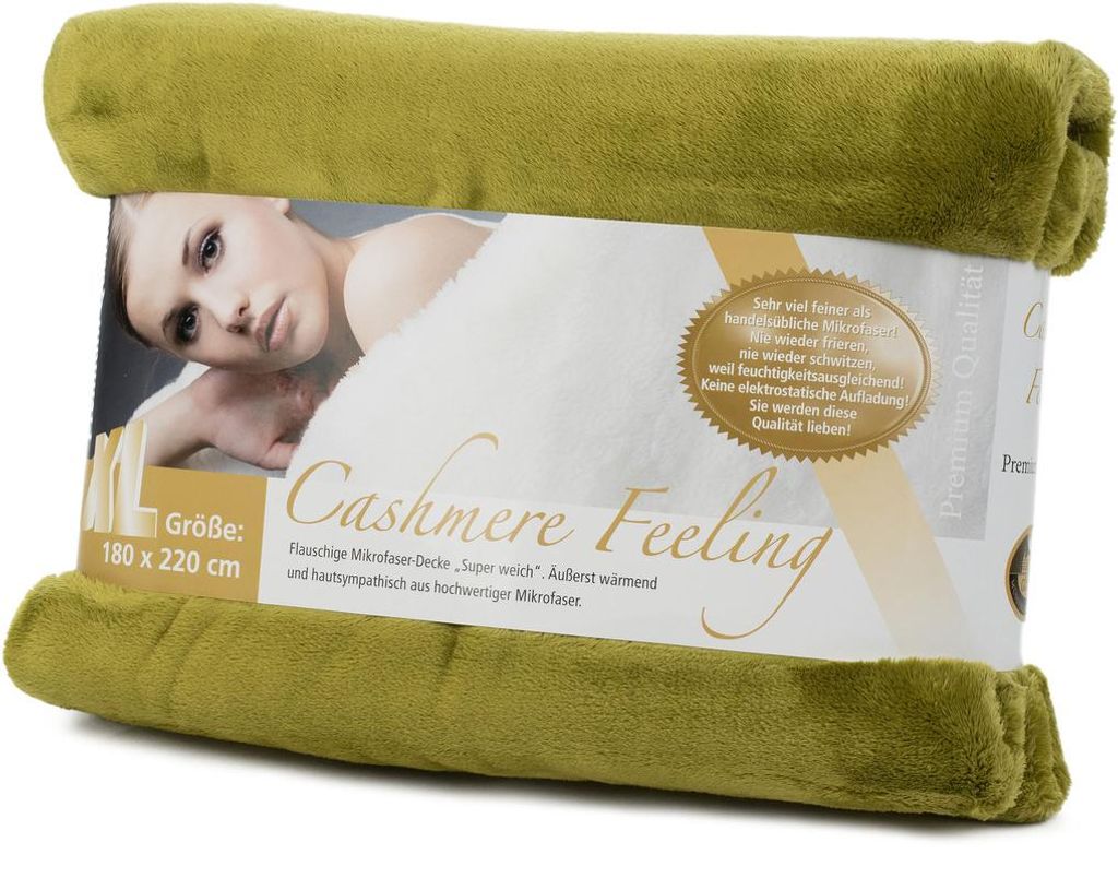 Gözze Premium Cashmere-Feeling Decke limonegrün 180x220 cm