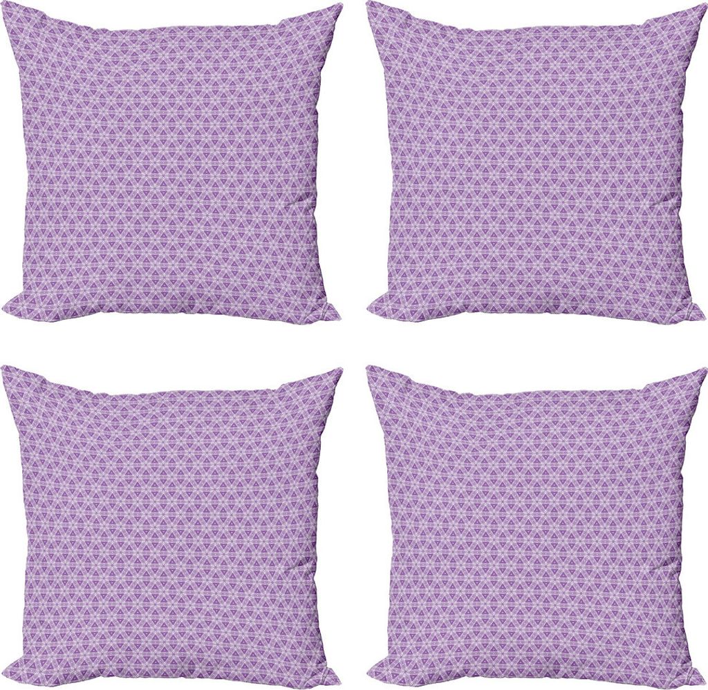 ABAKUHAUS Geometrisch Kissenbezug Set (4 Stück), Monochrome Triangular Kunst, Moderner Doppelseitiger Digitaldruck, 45 cm x 45 cm, Violett und Weiß