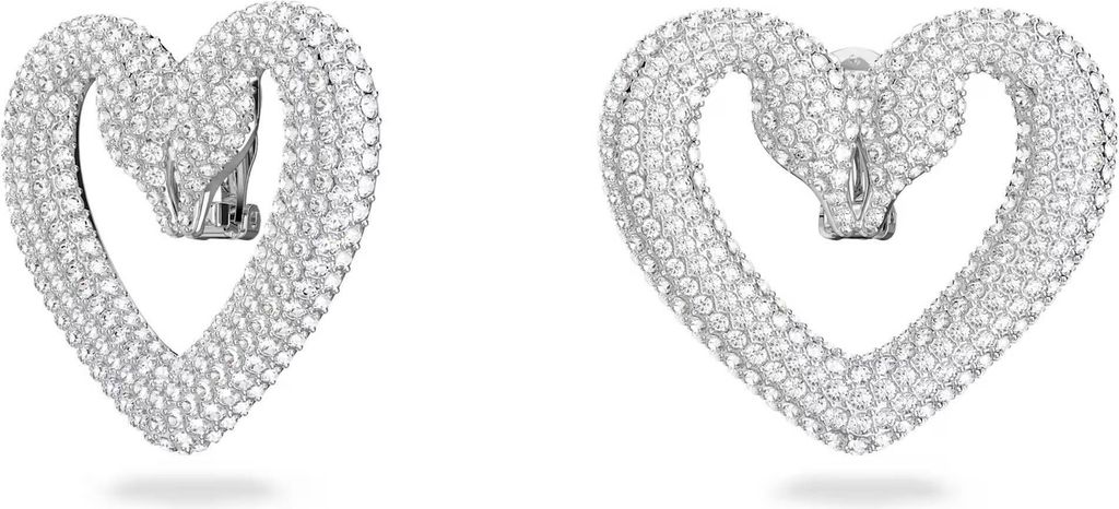 Swarovski Una Ohrclips Herz, Groß, Weiß, Rhodiniert 5626172 Produktbild 2
