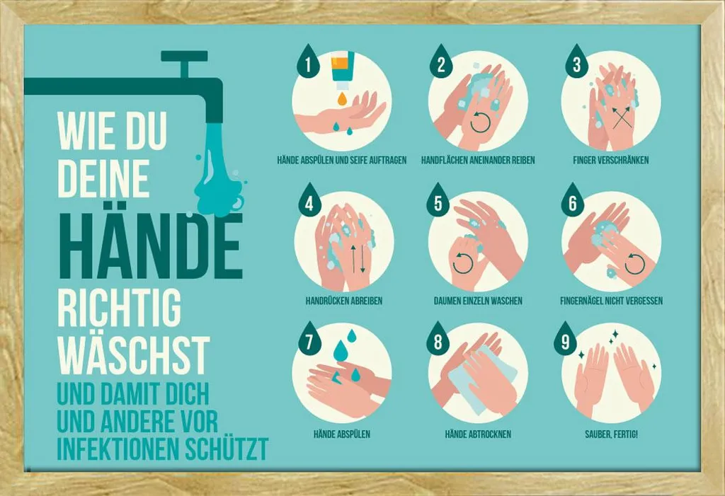 Poster Lavage Mains avec Cadre interchangeable Shinsuke® Vitre Acrylique