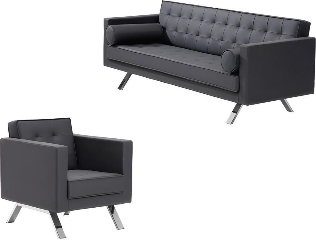 Sessel 1-Sitzer Design Leder Stuhl Polster Sofa 3 Sitzer Büro Einrichtung