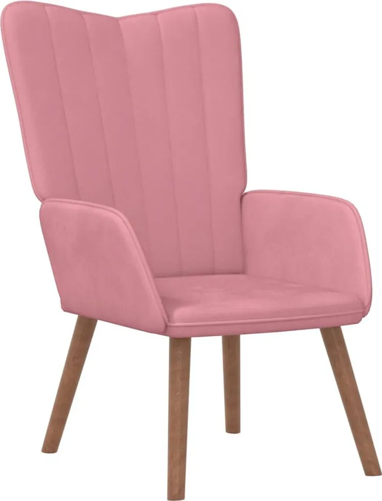 Fauteuil relax en velours rose doux piétement stable vidaXL