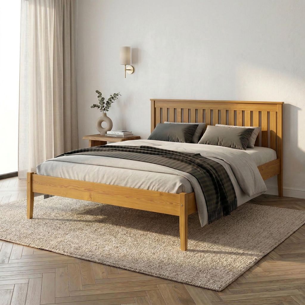 Home Collective - Lit double en bois massif, structure en Image du produit 