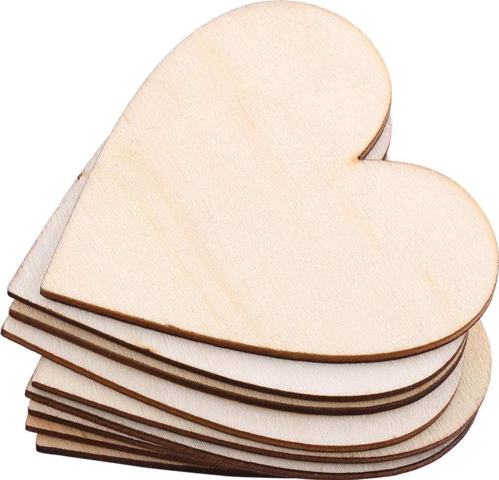 Herzförmige Holz Applikationen, 80mm 10 Stück, Für Hochzeit Deko & Basteln