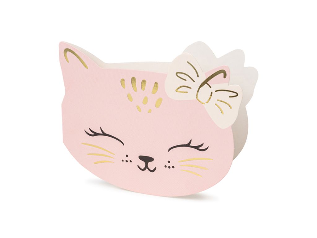 Einladungskarten mit Umschlag 13x10cm Katzen Motiv 6er Set Rosa