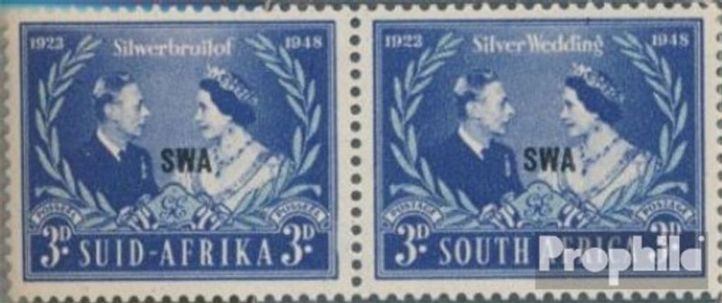 Briefmarken Namibia - Südwestafrika 1948 Mi 258-259 waagerechtes Paar (kompl.Ausg.) gestempelt Silberhochzeit
