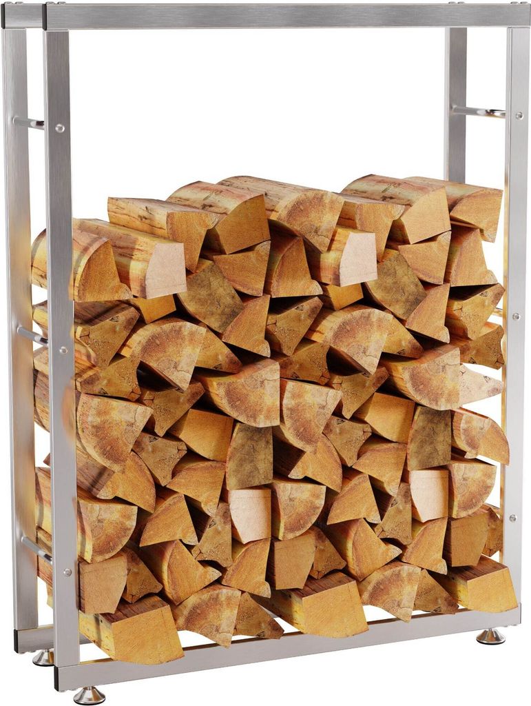 DELUKE Kaminholzregal innen Metall SATLO - für Feuerholz | Brennholzregal innen Kaminholzständer Kaminholzhalter Feuerholzregal Innen| Edelstah...