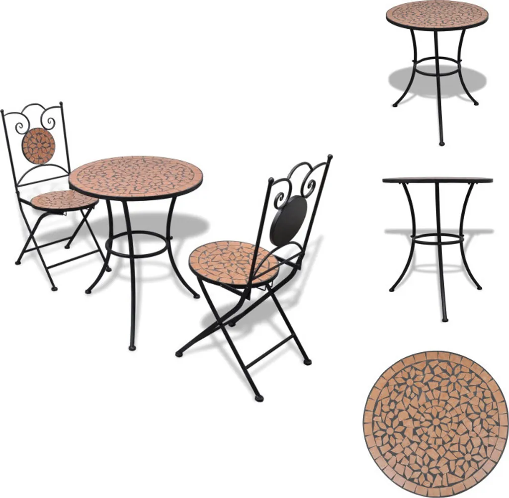 Petit déjeuner en terrasse avec l'ensemble bistro 3 pièces céramique