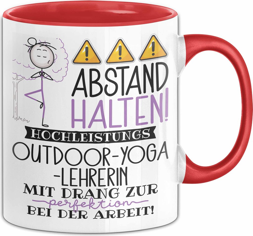 Outdoor-Yoga-Lehrerin Tasse Geschenk Lustig Abstand Halten Hochleistungs-Outdoor-Yoga-Lehrerin Mit Drang Zur Perfektion Bei Der Arbeit (Rot)