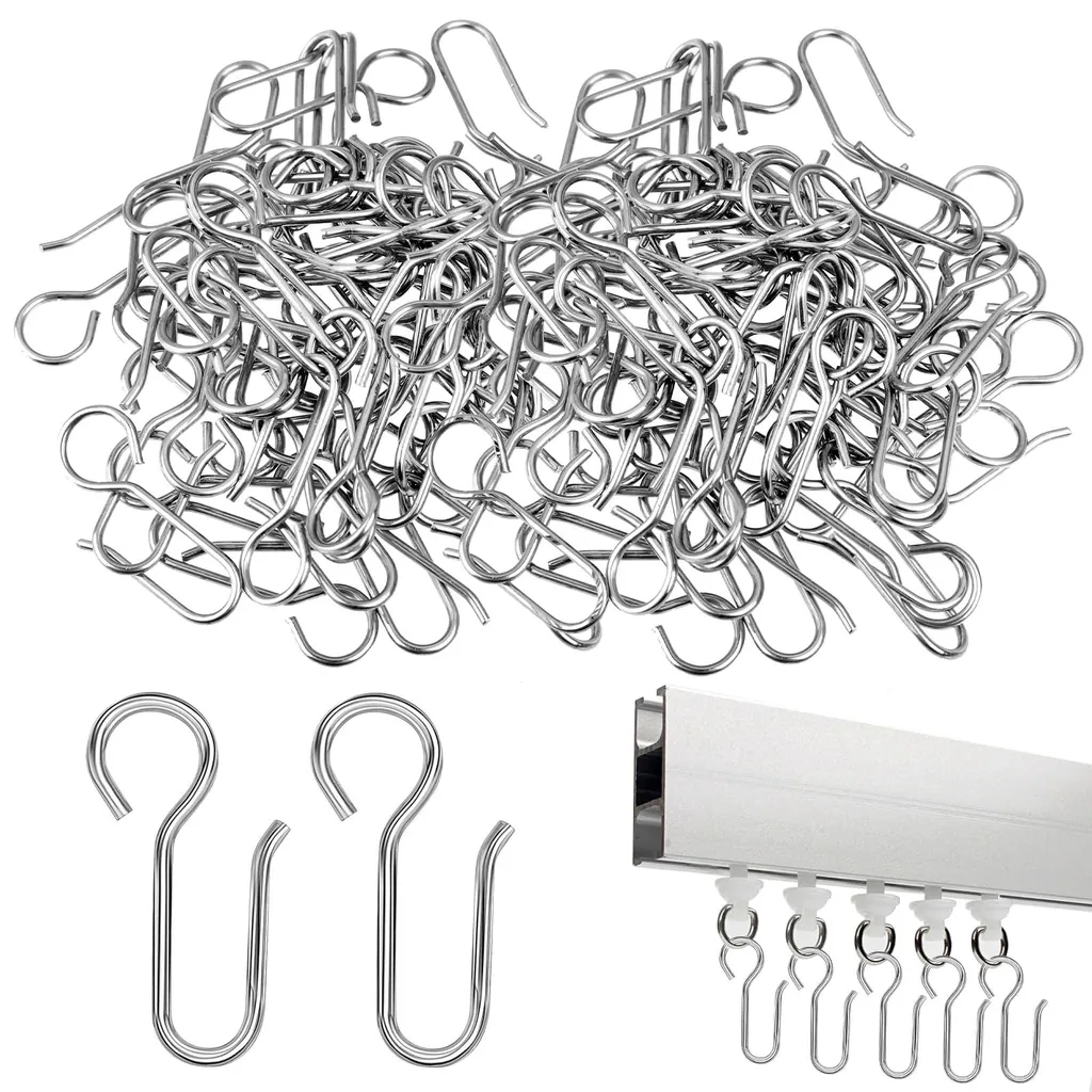 Crochets pour Rideaux de Douche et Porte 35mm Métal Argent - 60 Unités