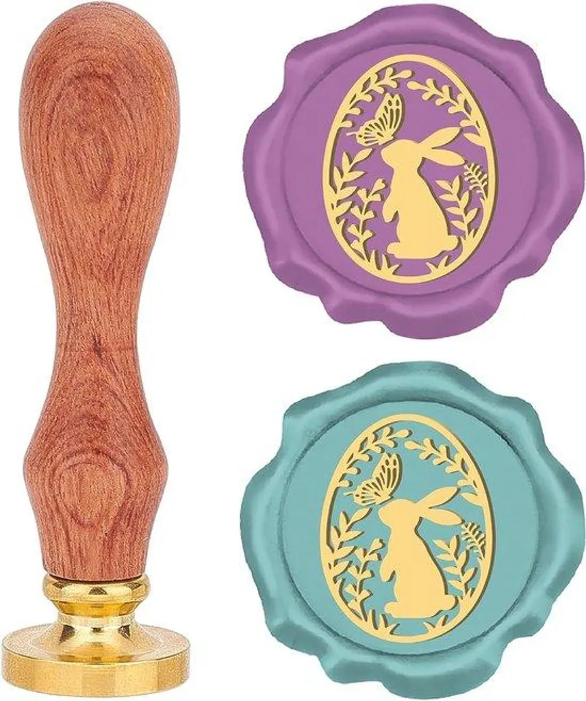 Tampon cire 25 mm motif Pâques lapin papillon pour cachets parfaits