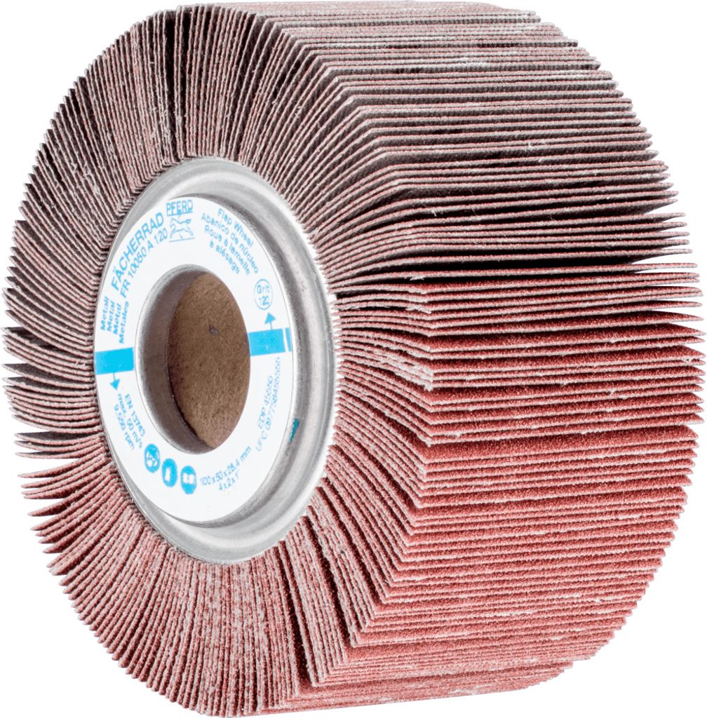 PFERD TOOLS Lamellenschleifrad FR Ø 100x50mm Bohrung Ø 25,4 mm A120 für universelle Anwendung