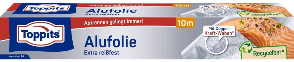 Toppits Kraft-Alufolie normalbreit im Abreißkarton 10m Produktbild 