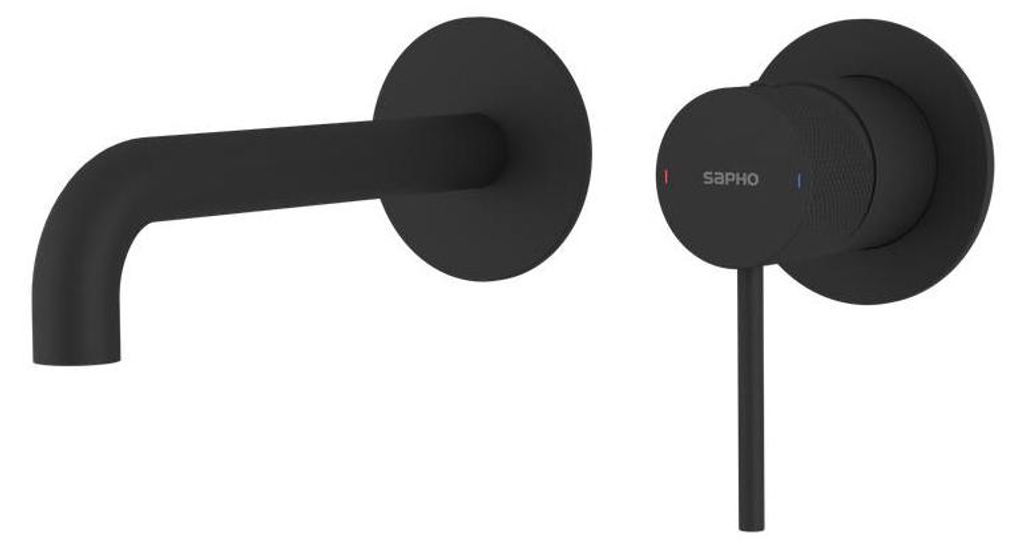 Sapho ULTRASAN 2-Element Waschbeckenarmatur, Auslauf 20cm, Schwarz matt