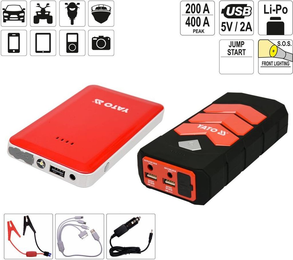 Štartovací adaptér YATO YT-83081, powerbanka 9000 mAh Obrázok produktu 