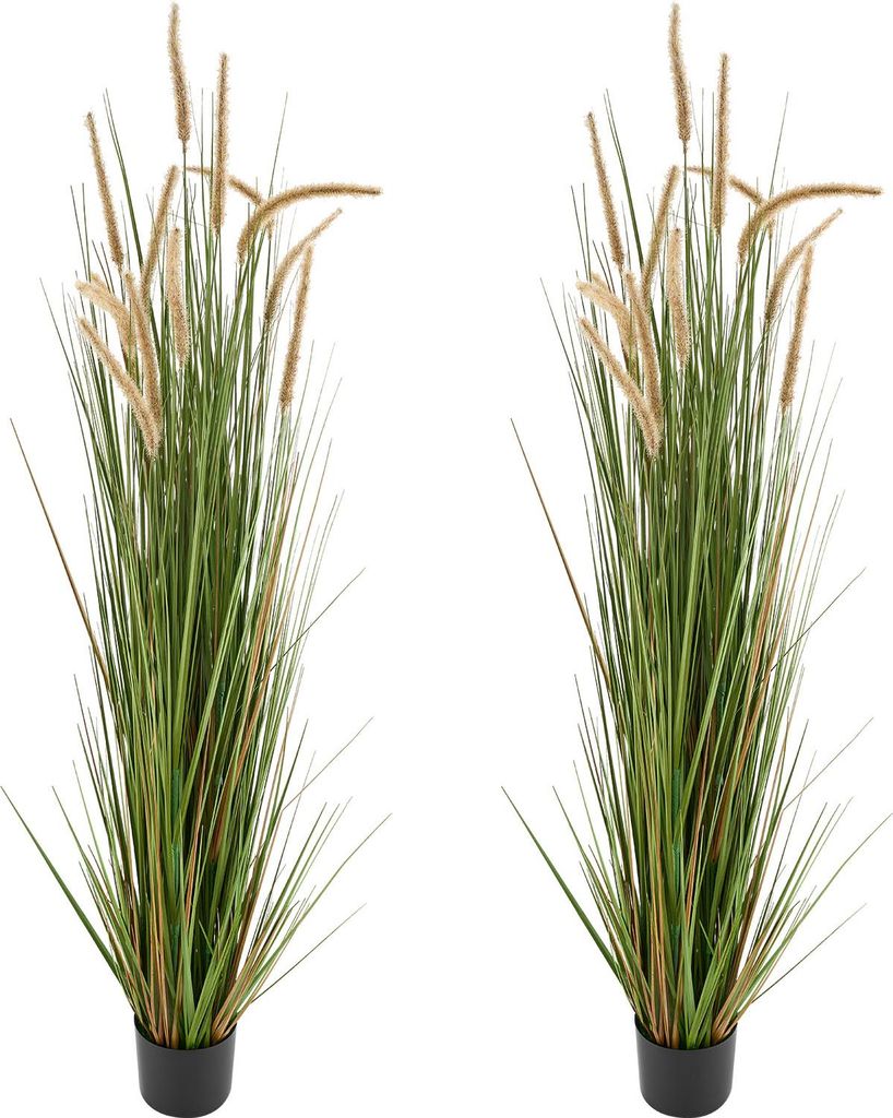 SucceBuy Künstliche Graspflanze, 2er-Pack 1499mm Schachtelhalm-Schilfgras im Topf, Hochwertige PVC-Kunstpflanze, Dekorative Grünpflanzen für Zuh...