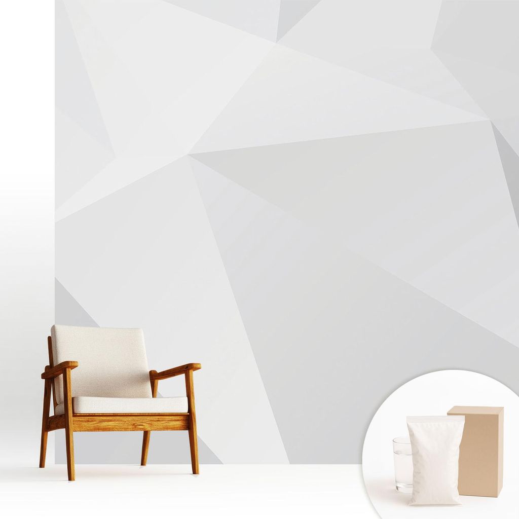 Fototapete - 250x250 cm - Tapete - Wandtapete - Wandbilder - Dekofolie - Tapete Folie - Wand - Dekoration - Wohnzimmer - Graue Dreiecke