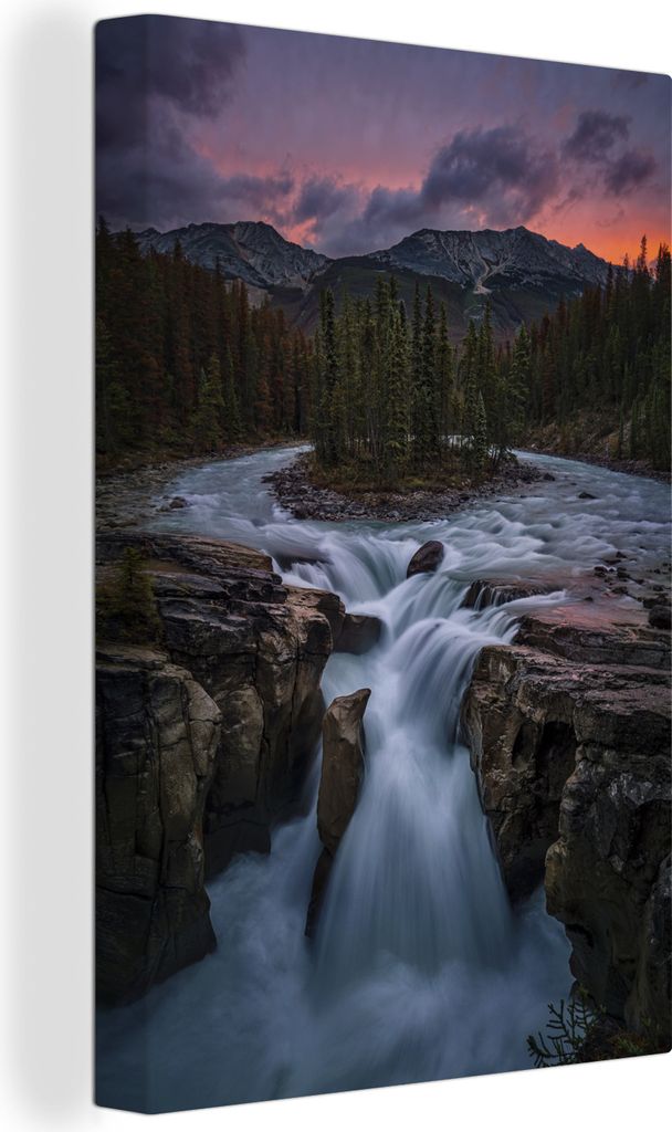 OneMillionCanvasses - Leinwandbilder - 90x140 cm, Wasserfall - Insel - Berg, Wandbilder Kunstdruck Wanddekoration - Wandschmucke - Schlafzimmer