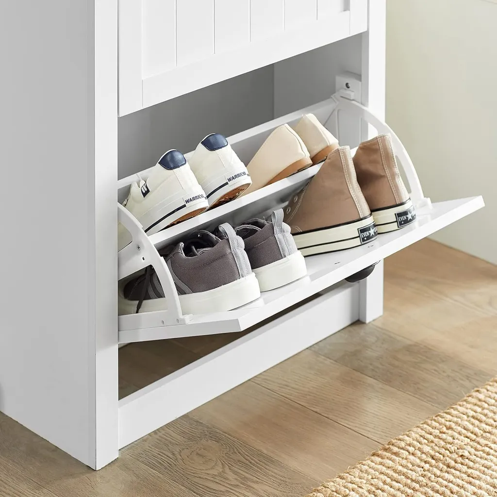 Rangement à chaussures blanc 2 abattants avec compartiment de dépôt - 9