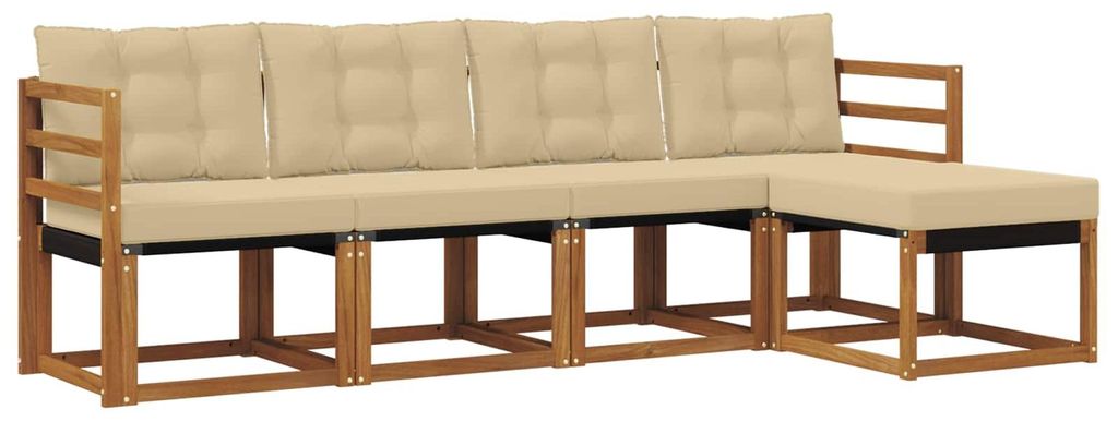 vidaXL Outdoor-Sofagarnitur mit Kissen 5 pcs Natur und Beige