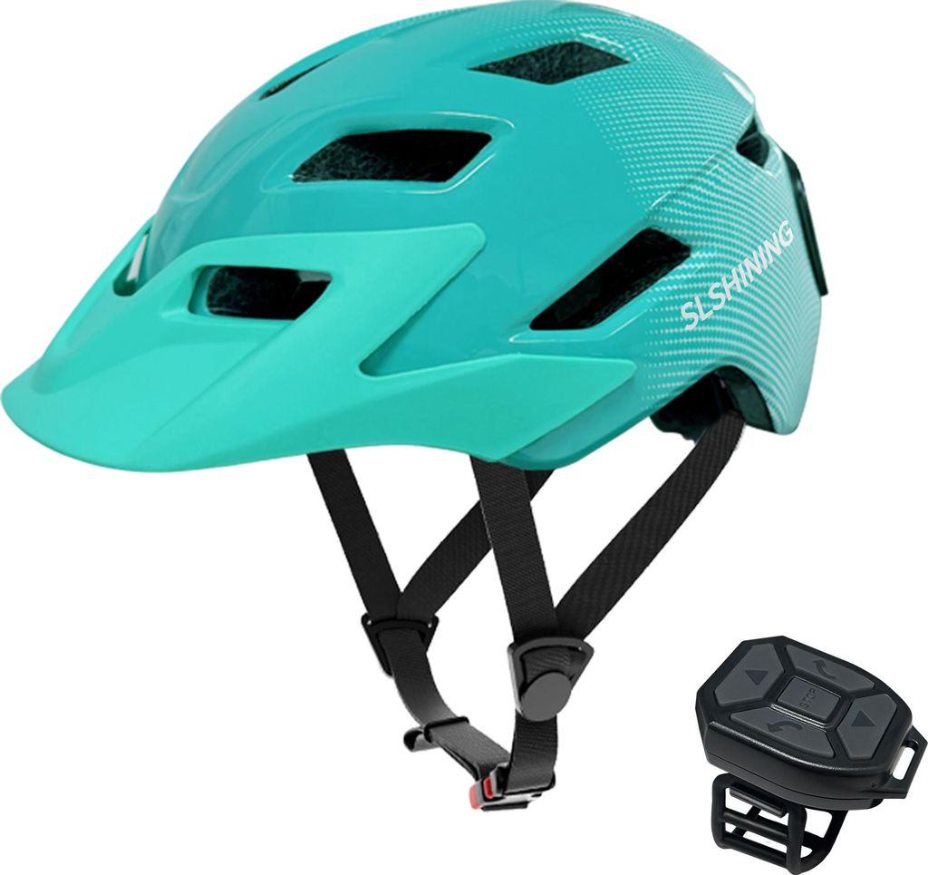 Kinderfahrradhelm mit LED-Anzeige Leichtgewicht für Kinder Radfahren Skaten Roller Sport Reiten Helme mit blinkenden Lichtern und Fernbedienung Grün