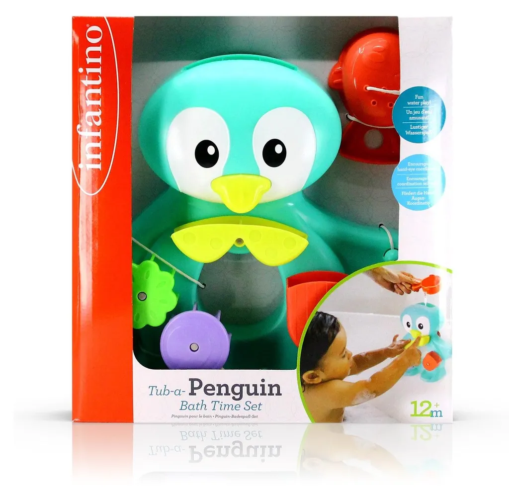 Jouet de Bain Bébé Infantino Playset Baignoire Pingouin Multicolore