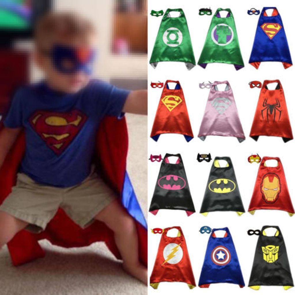 Umhang mit Maske Superhelden Kostüm Superheld Cape mit Augenmaske Superman