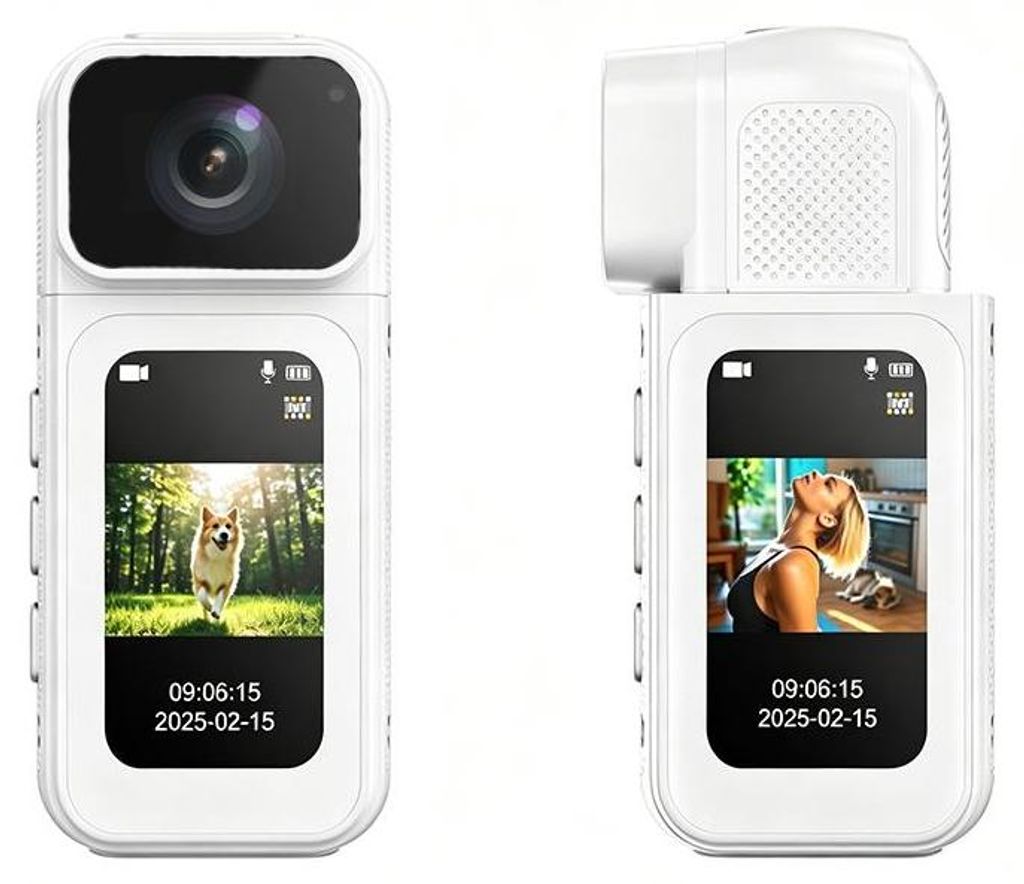 ZELURXX Mini Magnetische Action Kamera 2.7K, 180° Drehbar, Sport Cam mit langer Akkulaufzeit, WLAN, für Outdoor, Fahrrad, Angeln, Weiß