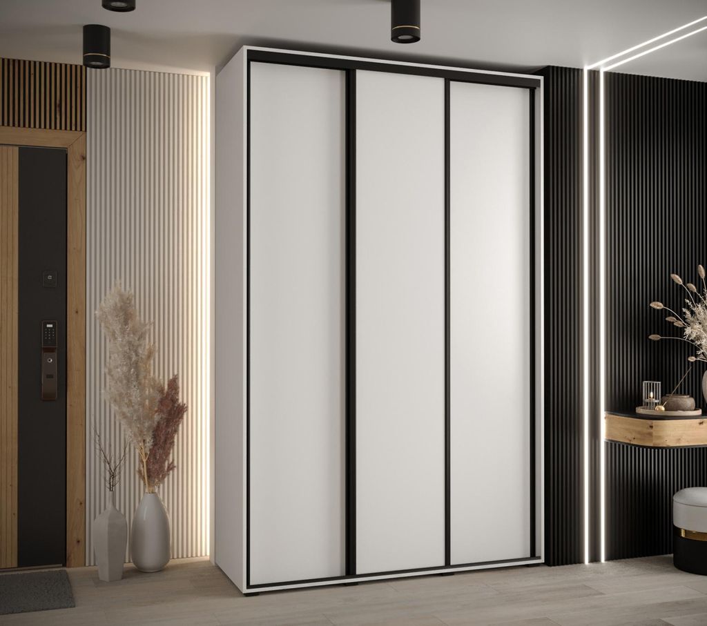 Kleiderschrank ASIRI 1 - 150/60 cm, weiß/schwarz