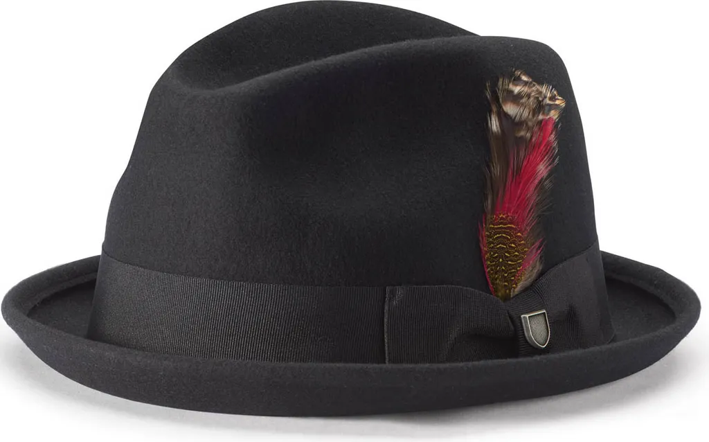 Brixton Gain Fedora Nero - Eleganza Classica in Feltro di Lana