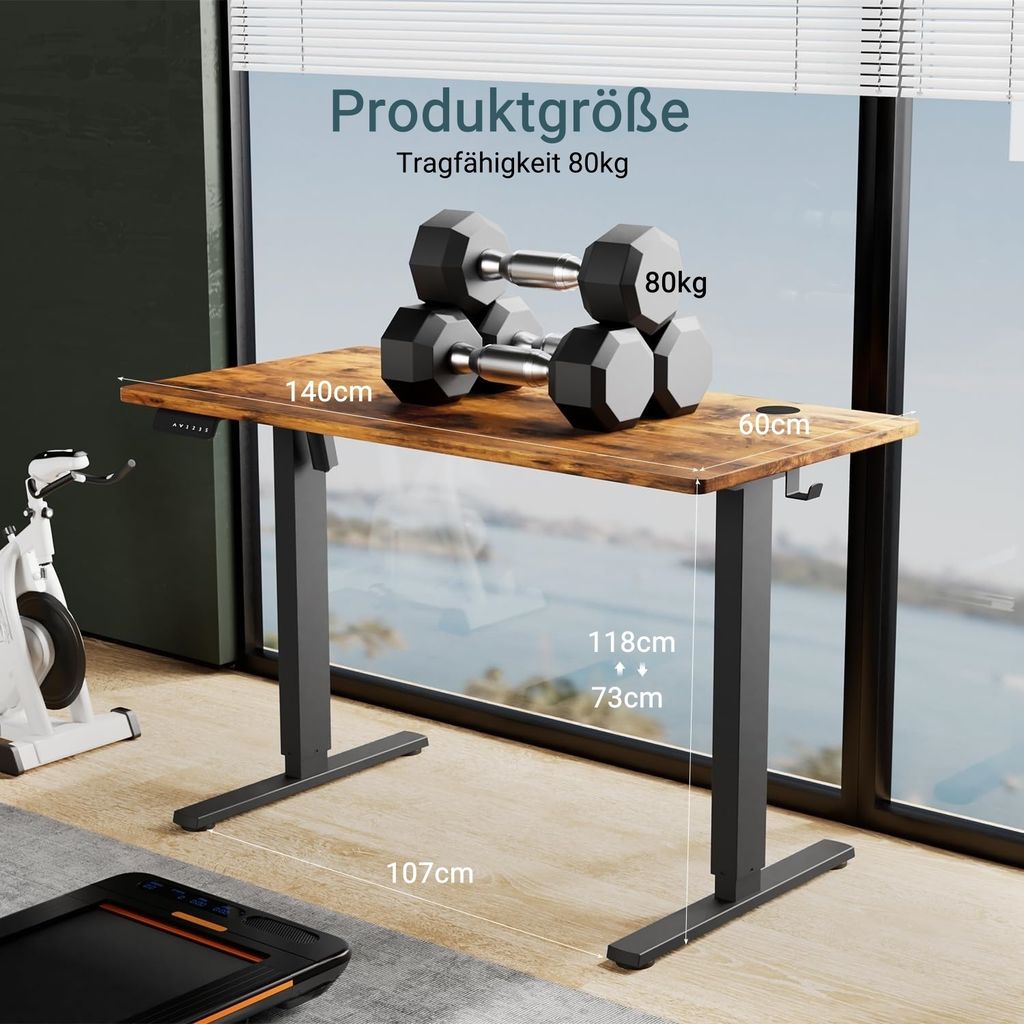 CAROMA Schreibtisch, höhenverstellbar, elektrisch, 140x60 Produktbild 6