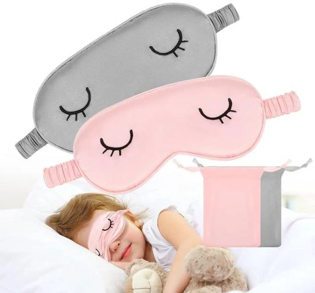 Masque de nuit en soie taille S avec pochette de rangement pour enfant