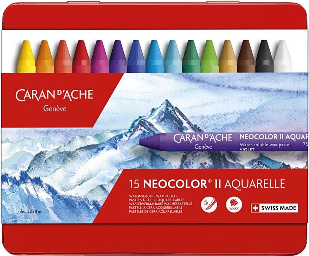 CARAN D'ACHE Aquarell-Wachsmalstift NEOCOLOR II 15er Etui Produktbild 