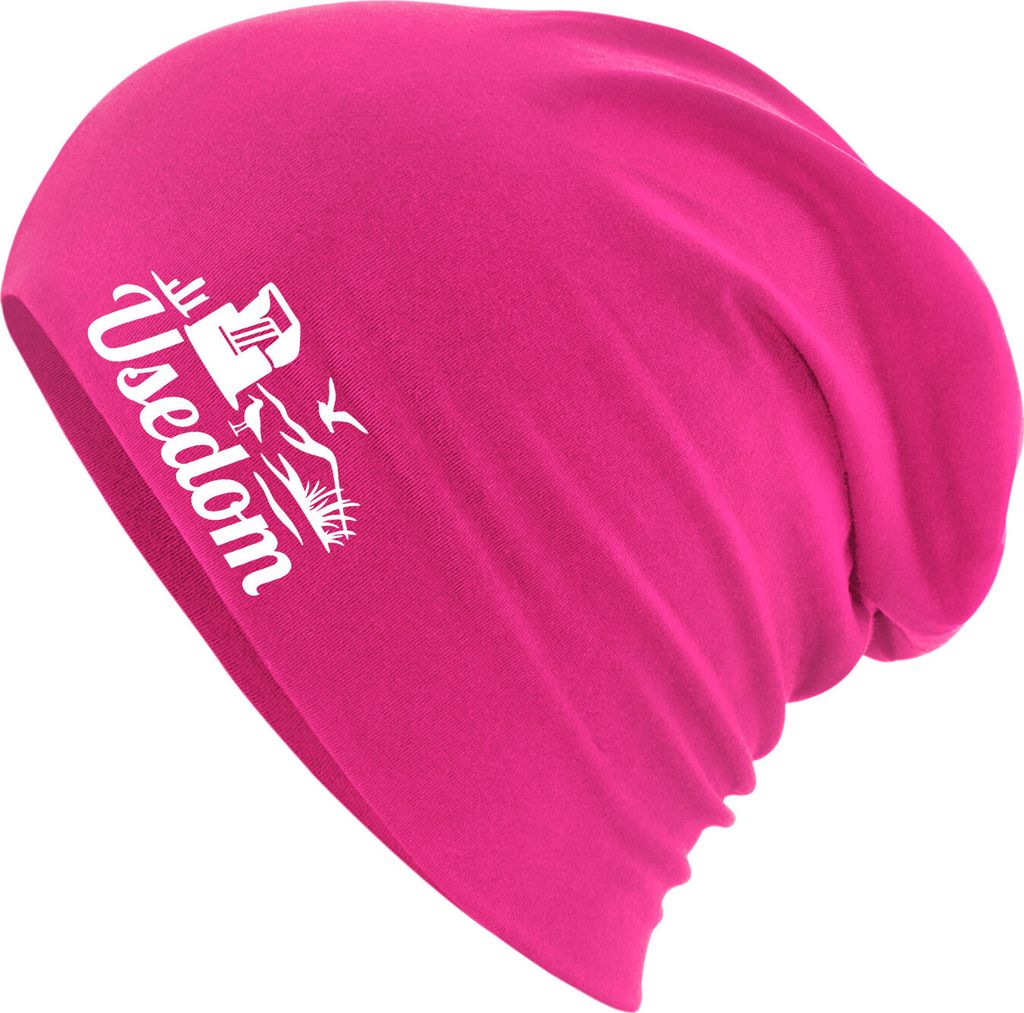 Huuraa Beanie Usedom Strandmotiv Fuchsia One Size Baumwolle und Elasthan Mütze Geschenkidee