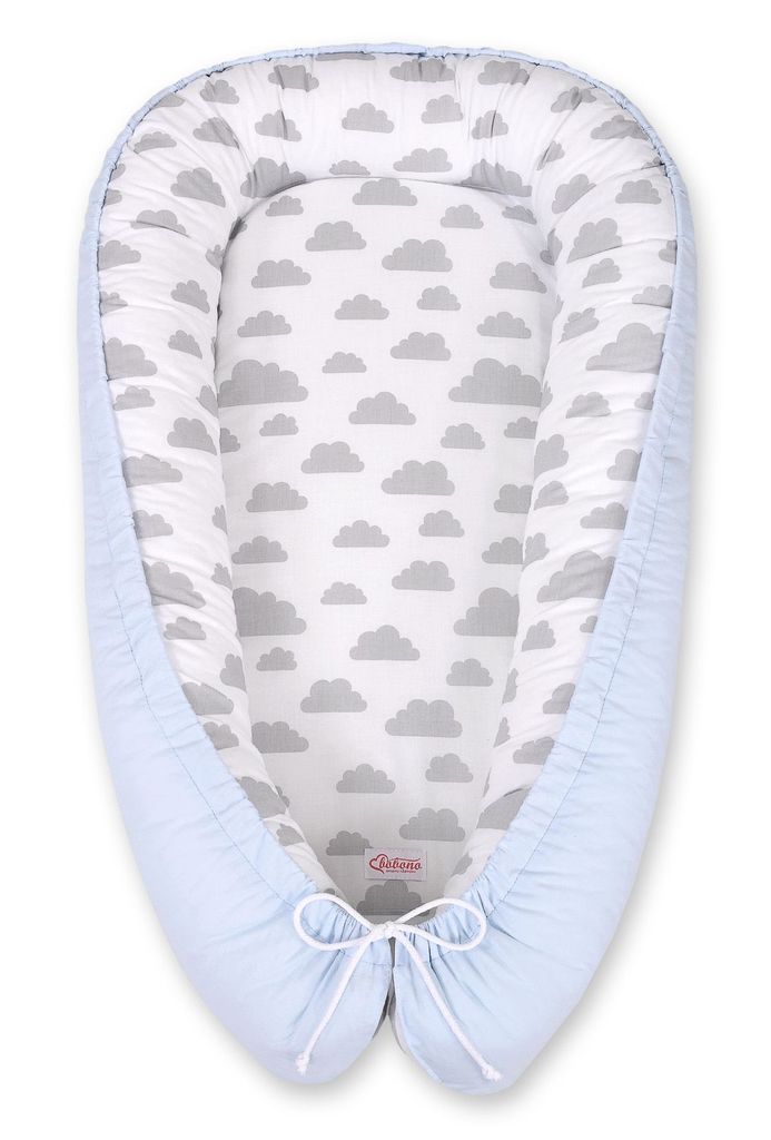 Bobono Babyschlafsack Kokon Premium Grau/Navy 95x55 cm Wendbar - mit ECO FILLBALL Füllung