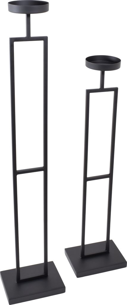 LOFT42 Bodenkerzenhalter-Set Flame - Schwarzes Metall
