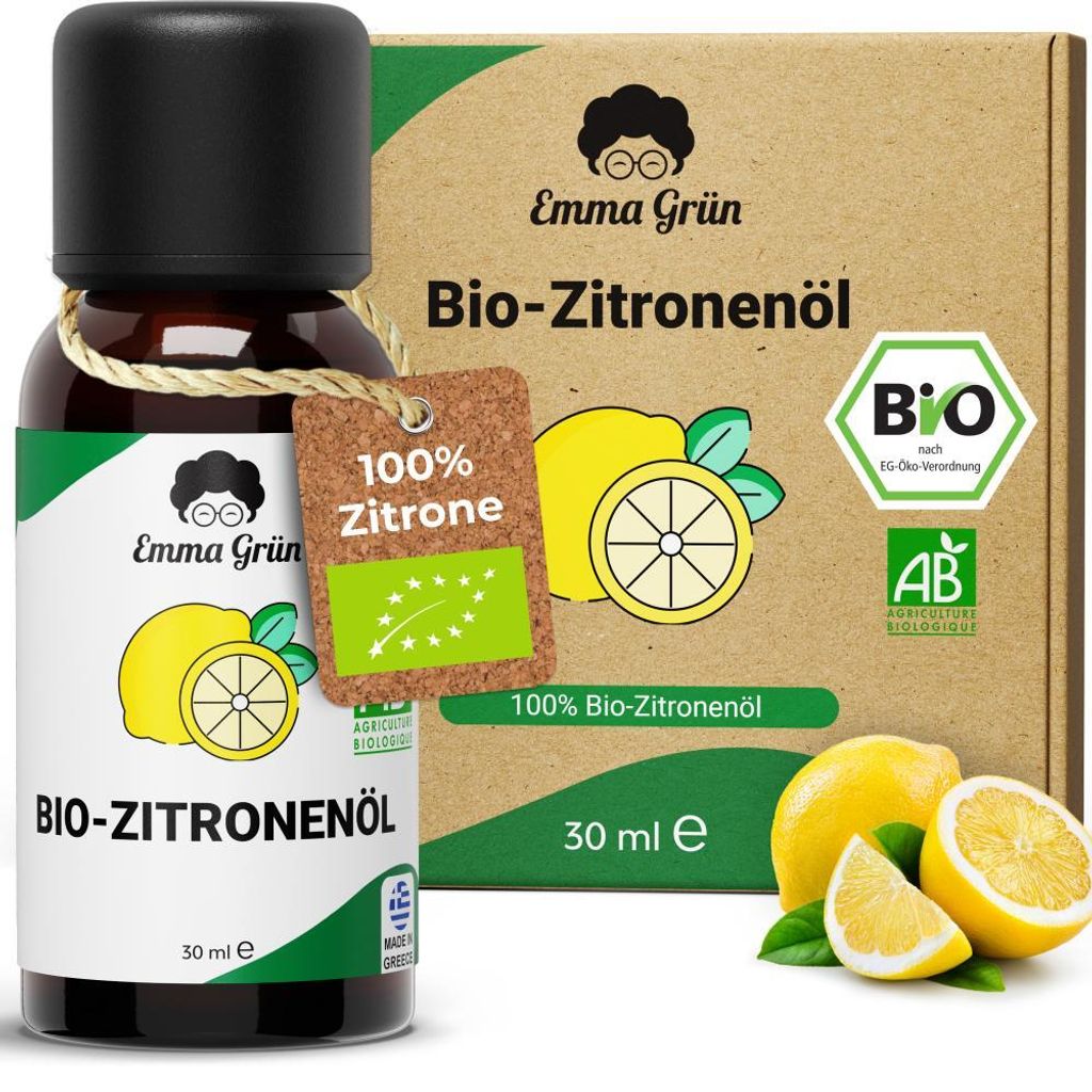 Emma Grün Bio Zitronenöl 30ml – Ätherisches Öl für Diffuser & Lebensmittel