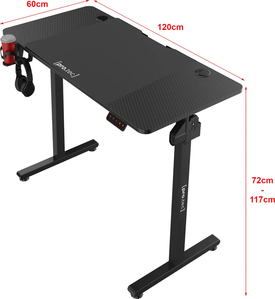 Bureau Stryn réglable 120x60cm noir - Solution contre le mal de dos