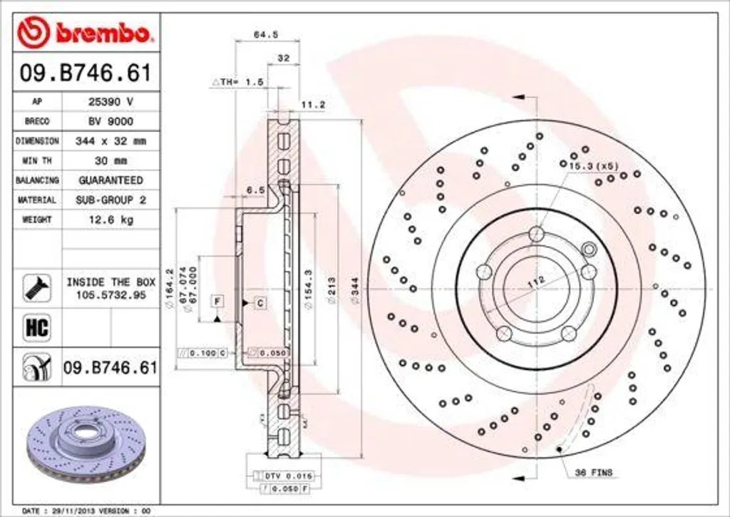 Disque de Frein Brembo 09.B746.61 : Fini les Vibrations sur Classe E W207