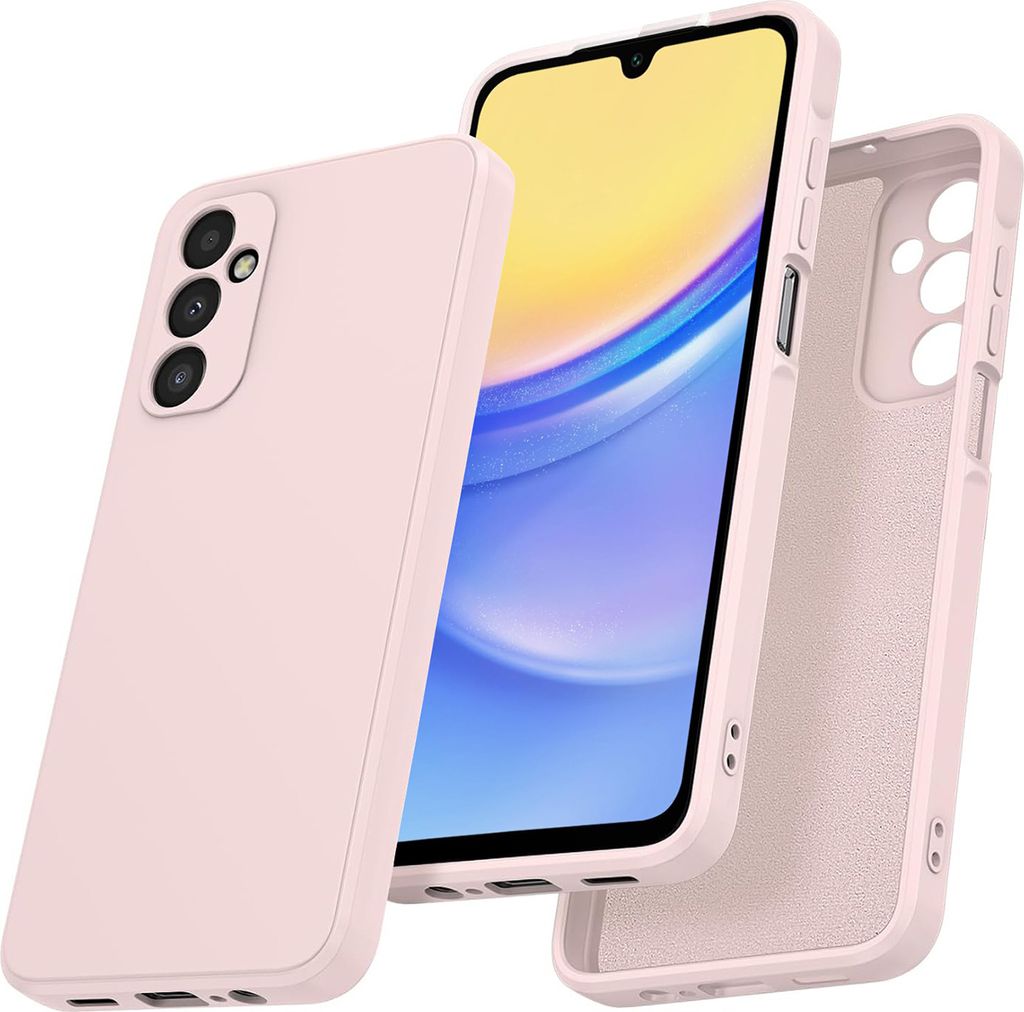 Hülle für Samsung Galaxy A15 Slim Liquid Silikon Gel Gummi Stoßfest Schutzhülle Pink