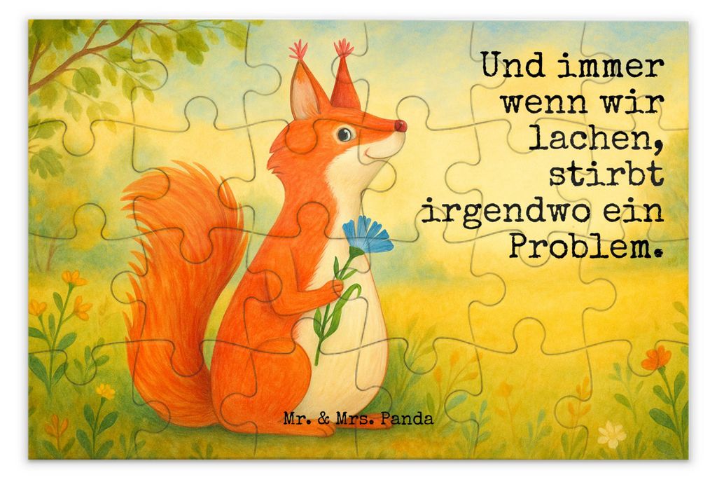Mr. & Mrs. Panda Puzzle Eichhörnchen Blume Design 24 Teile - Weiß - Geschenk, Spruch Positiv, Legespiel, 500, Spaß, Lachen, Eichhorn, 2000, 300,...